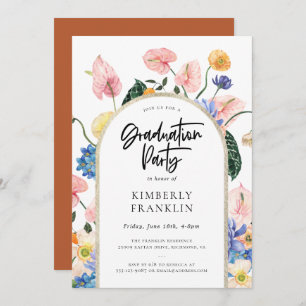 Golden Arch Summer Floral Graduation Party Invitat Invitation