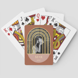 Golden Arch   Terracotta Photo and Monogram Poker Cards