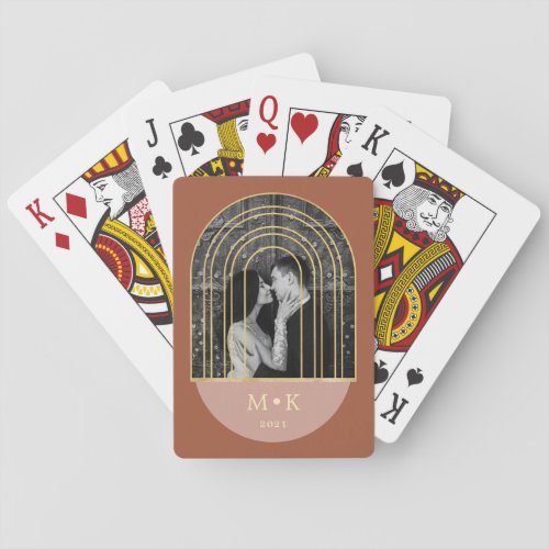 Golden Arch  Terracotta Photo and Monogram Poker Cards