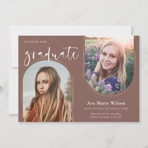 Golden Arches  Multi Photo Calligraphy Graduation Invitation