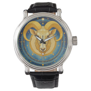 Golden Aries Zodiac Shield Watch