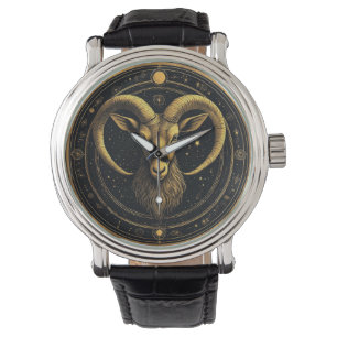 Golden Aries Zodiac Shield Watch