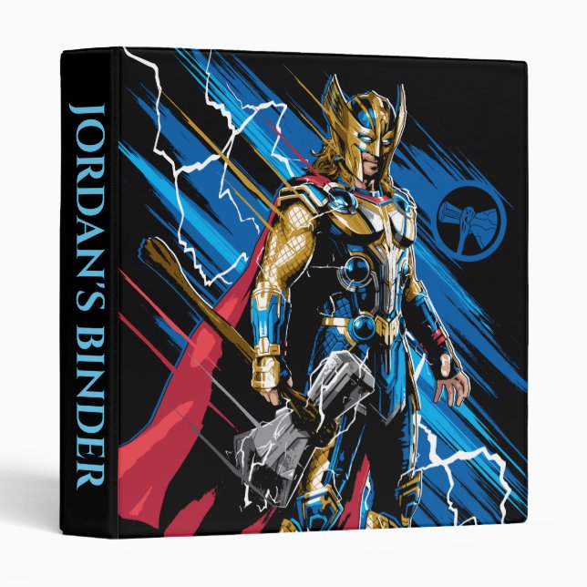 Golden Armor Thor Electric Character Graphic 3 Ring Binder (Front/Spine)