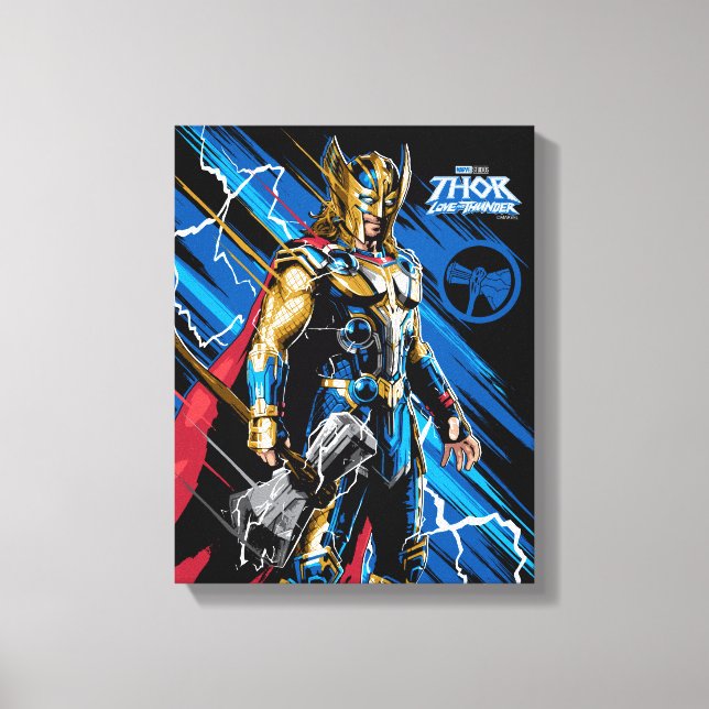 Golden Armor Thor Electric Character Graphic Canvas Print (Front)