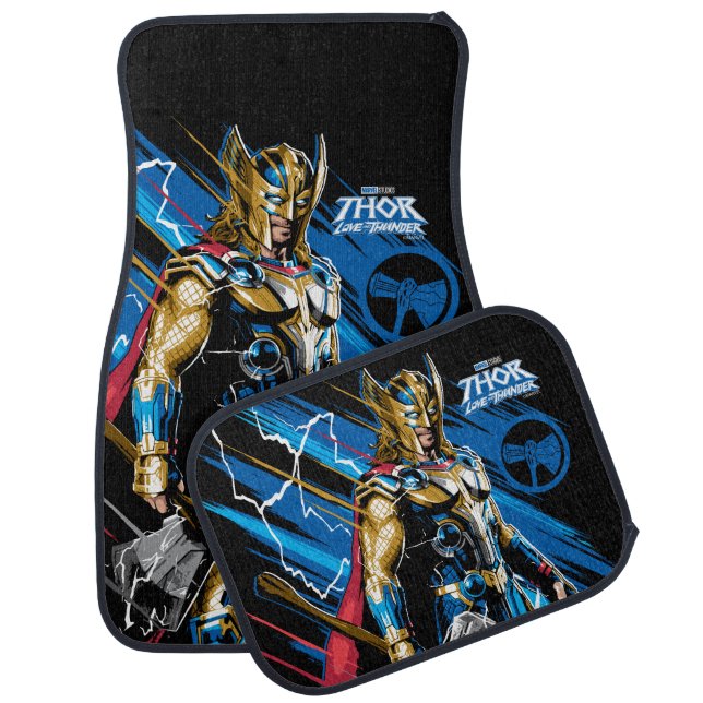 Golden Armor Thor Electric Character Graphic Car Floor Mat (Set)