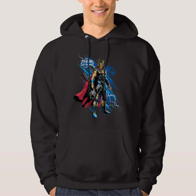 Golden Armor Thor Electric Character Graphic Hoodie (Front)