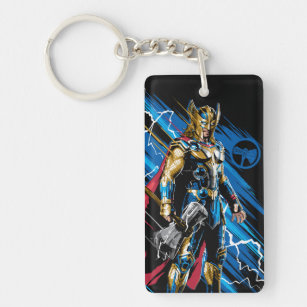 Golden Armor Thor Electric Character Graphic Keychain