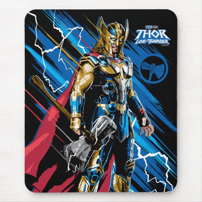 Golden Armor Thor Electric Character Graphic Mouse Pad (Front)