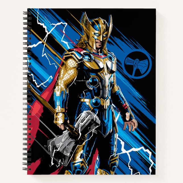 Golden Armor Thor Electric Character Graphic Notebook (Front)