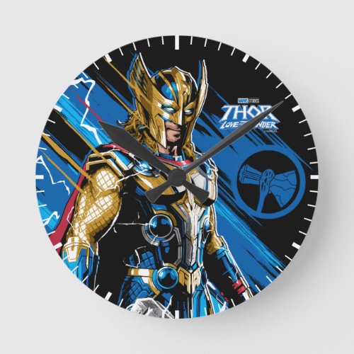 Golden Armor Thor Electric Character Graphic Round Clock