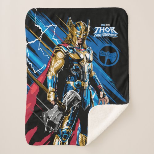 Golden Armor Thor Electric Character Graphic Sherpa Blanket