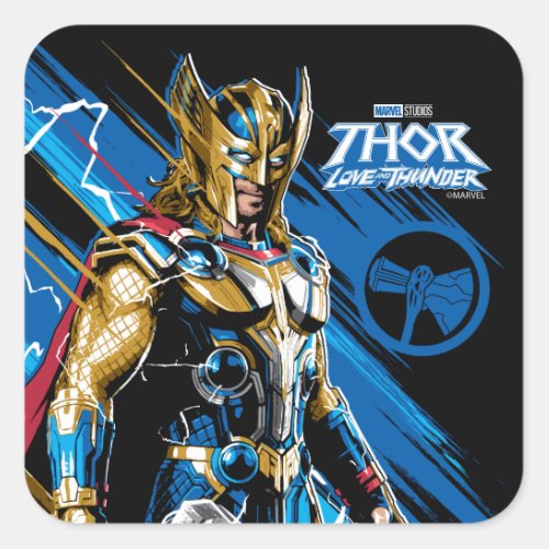 Golden Armor Thor Electric Character Graphic Square Sticker