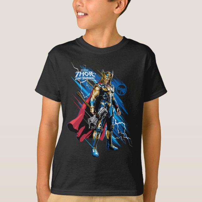Golden Armor Thor Electric Character Graphic T-Shirt (Front)