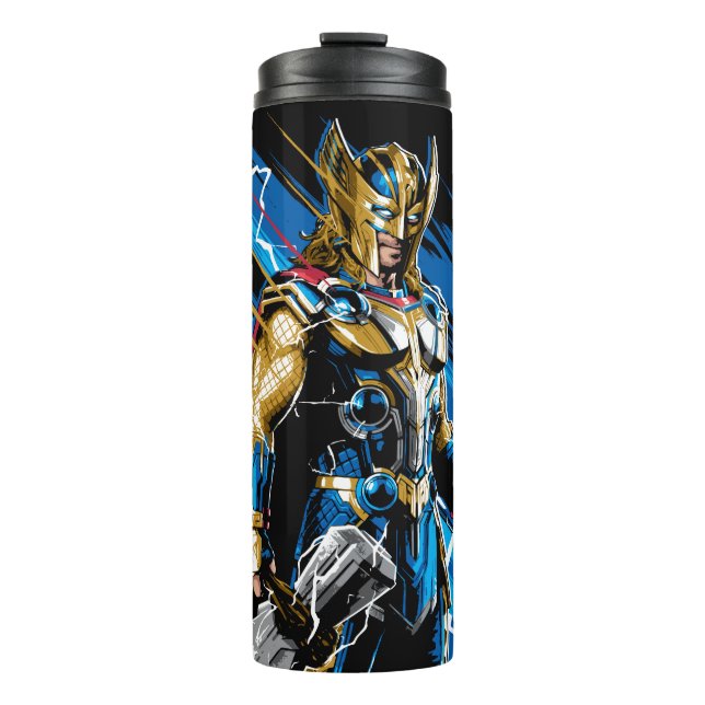 Golden Armor Thor Electric Character Graphic Thermal Tumbler (Front)