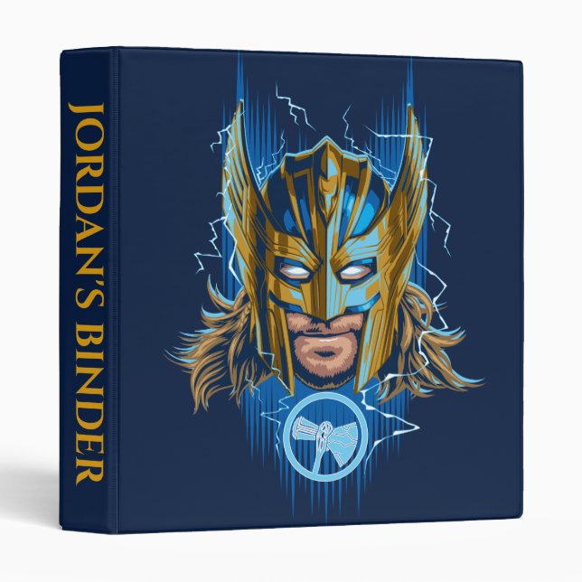 Golden Armor Thor Helmet Graphic 3 Ring Binder (Front/Spine)
