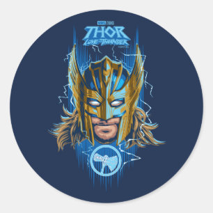Golden Armor Thor Helmet Graphic Classic Round Sticker
