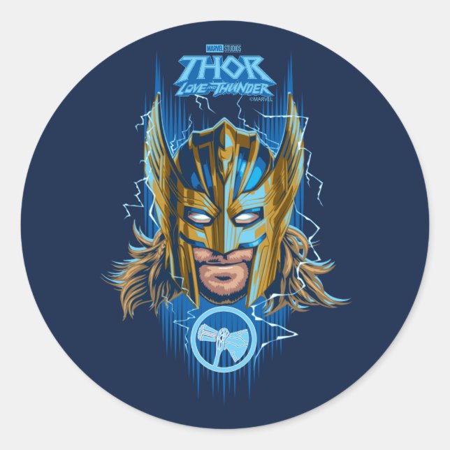 Golden Armor Thor Helmet Graphic Classic Round Sticker (Front)