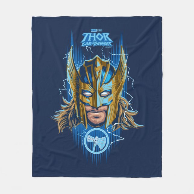 Golden Armor Thor Helmet Graphic Fleece Blanket (Front)