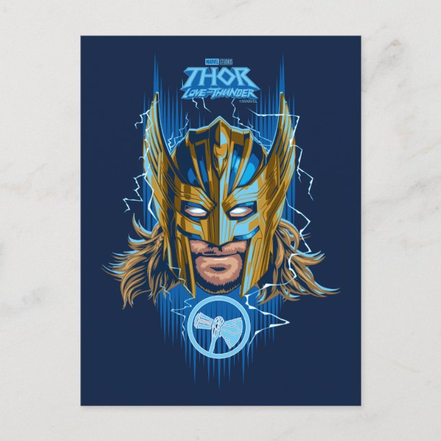 Golden Armor Thor Helmet Graphic Postcard (Front)