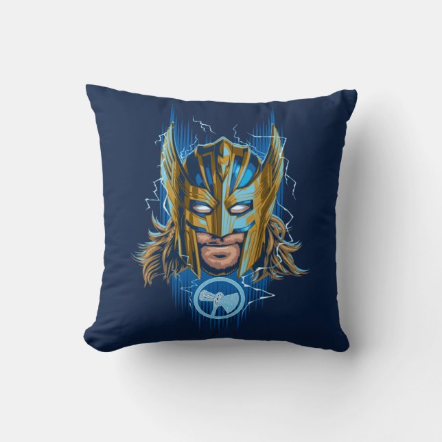 Golden Armor Thor Helmet Graphic Throw Pillow (Front)