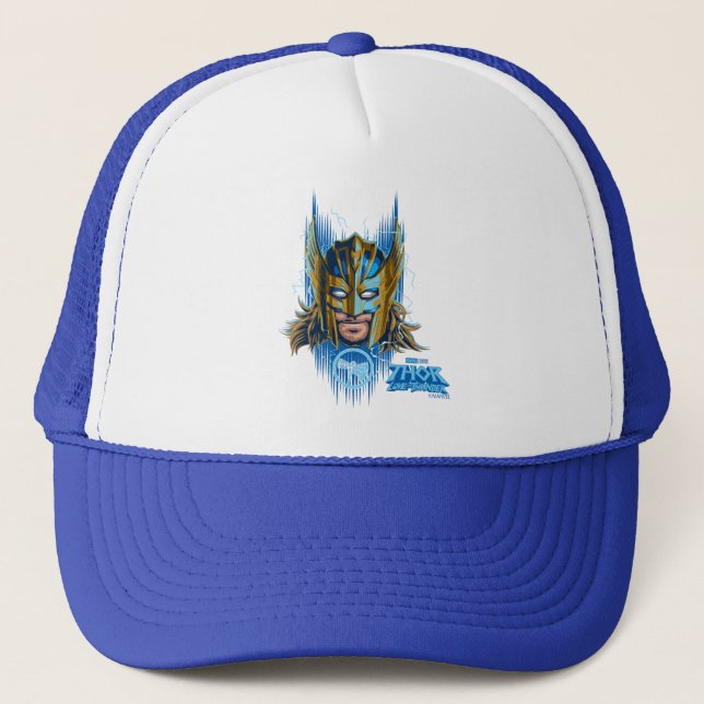 Golden Armor Thor Helmet Graphic Trucker Hat (Front)