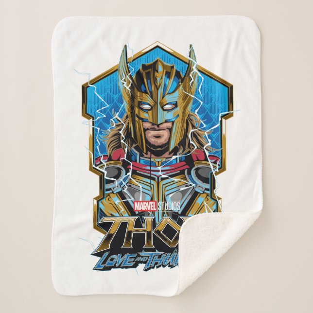Golden Armor Thor Love and Thunder Graphic Sherpa Blanket (Front)