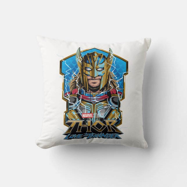 Golden Armor Thor Love and Thunder Graphic Throw Pillow (Front)