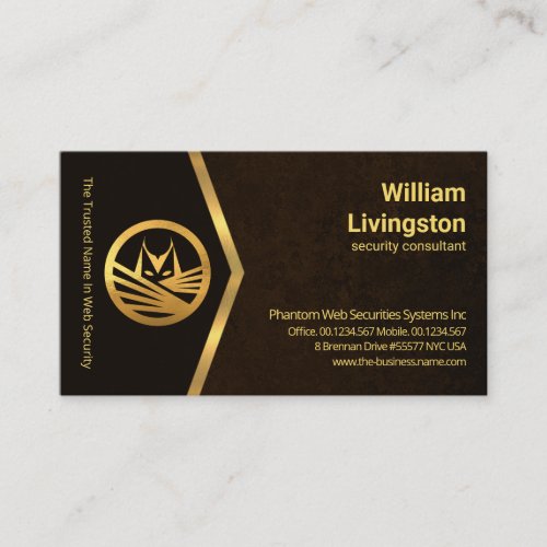 Golden Arrow Brown Marble Grunge Security Business Card