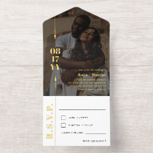 Golden Arrows & Date Photo Informal Wedding All In One Invitation