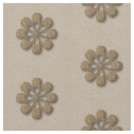 Golden Art Deco Flower Pattern Linen Fabric