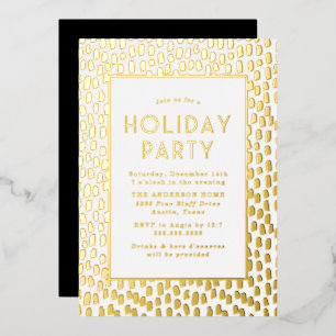 Golden Art Deco Holiday Party Foil Invitation