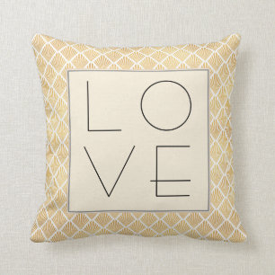Golden Art Deco LOVE Throw Pillow