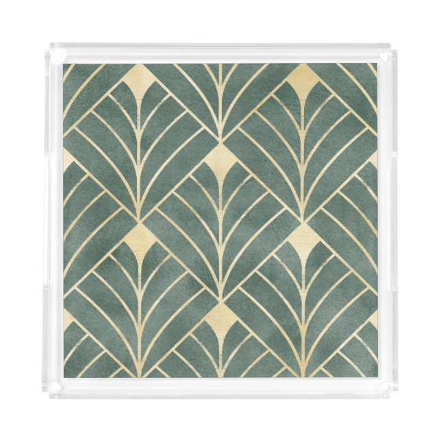 Golden Art Deco: Luxurious Seamless Style Acrylic Tray (Front)