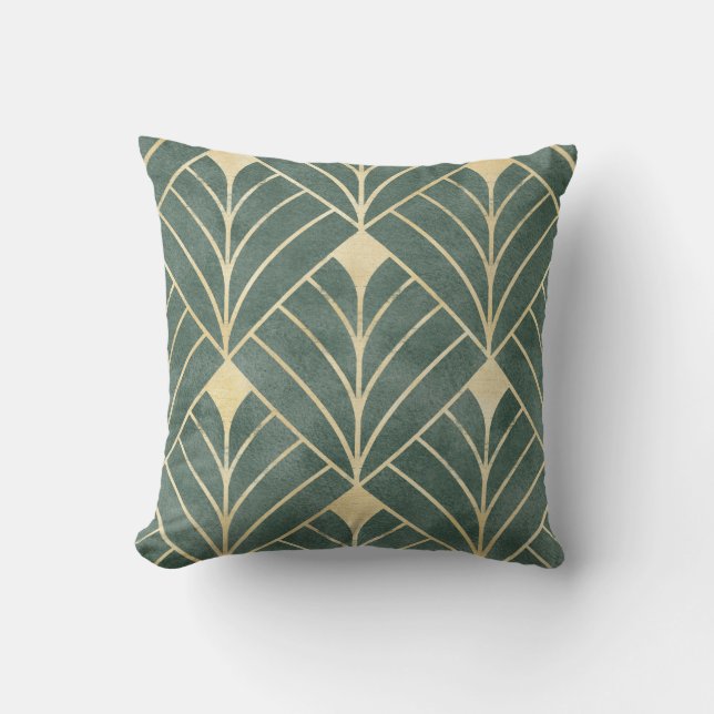 Golden Art Deco: Luxurious Seamless Style Throw Pillow (Front)