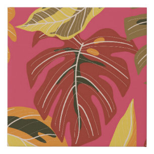 Golden Art Deco Nature Wallpaper Faux Canvas Print