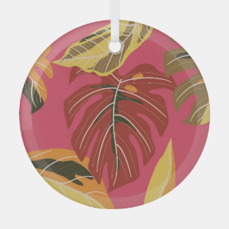 Golden Art Deco Nature Wallpaper Glass Ornament