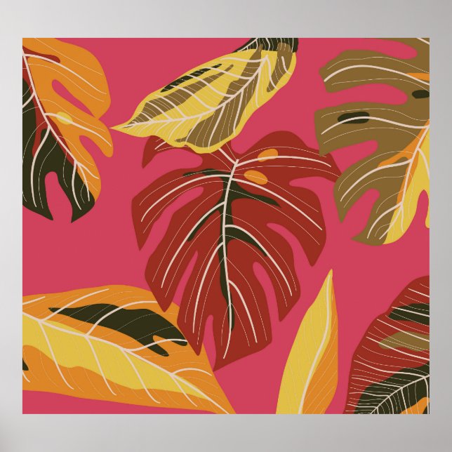 Golden Art Deco Nature Wallpaper Poster (Front)