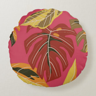 Golden Art Deco Nature Wallpaper Round Pillow