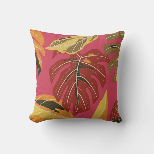Golden Art Deco Nature Wallpaper Throw Pillow (Front)