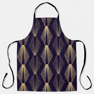 Golden art Deco Pattern. Seamless dark blue backgr Apron
