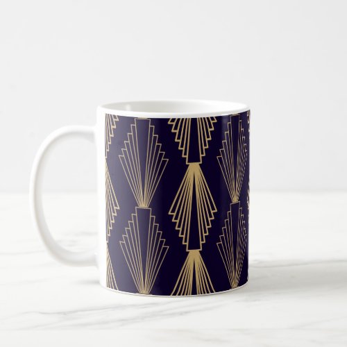 Golden art Deco Pattern Seamless dark blue backgr Coffee Mug