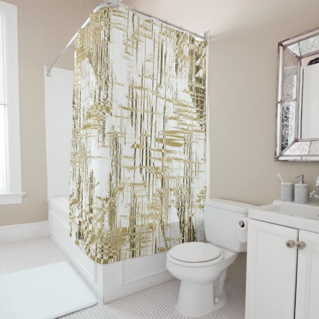 Golden Art Deco Shower Curtain (In Situ)