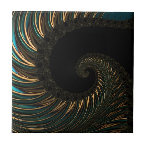 golden artistic Spiral Spin modern fractal art Ceramic Tile