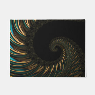 golden artistic Spiral Spin, modern fractal art Doormat