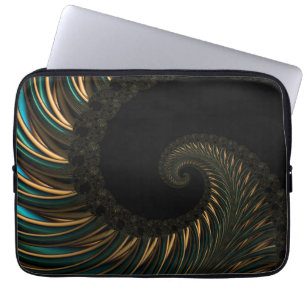 golden artistic Spiral Spin, modern fractal art Laptop Sleeve