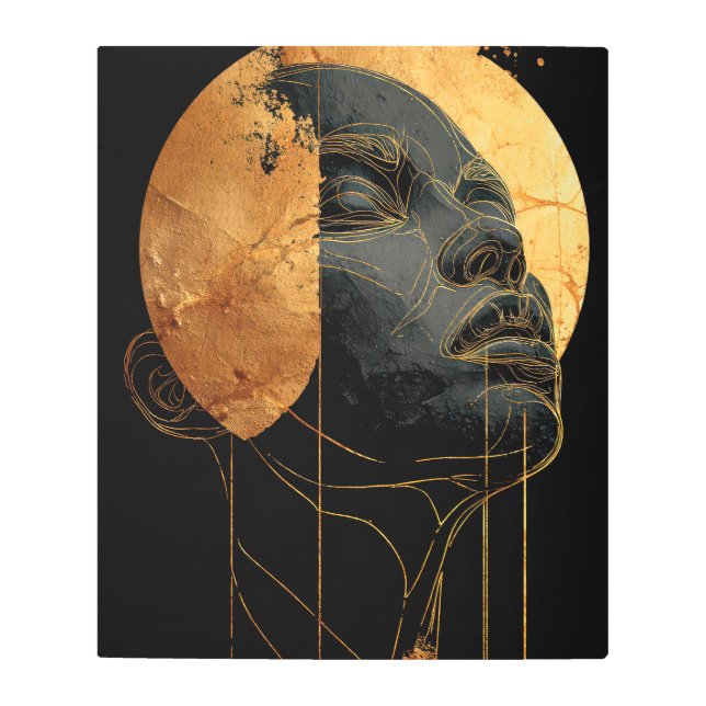 Golden Ascension Abstract Face Metal Art Print (Front)