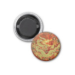Golden Asian Dragon Embroidered On Dark Red Magnet at Zazzle