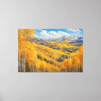 Golden Aspen Mountain Oil Painting Canvas Print
