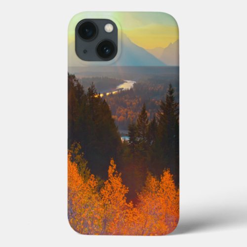 Golden Aspens Above Snake River At Sunset iPhone 13 Case