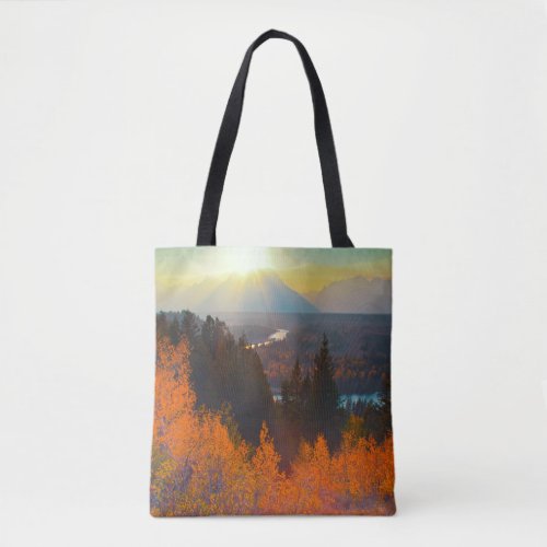 Golden Aspens Above Snake River At Sunset Tote Bag